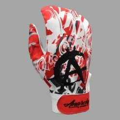 Anarchy Bats Anarchy Premium Batting Gloves- Abstract Red/White/Black