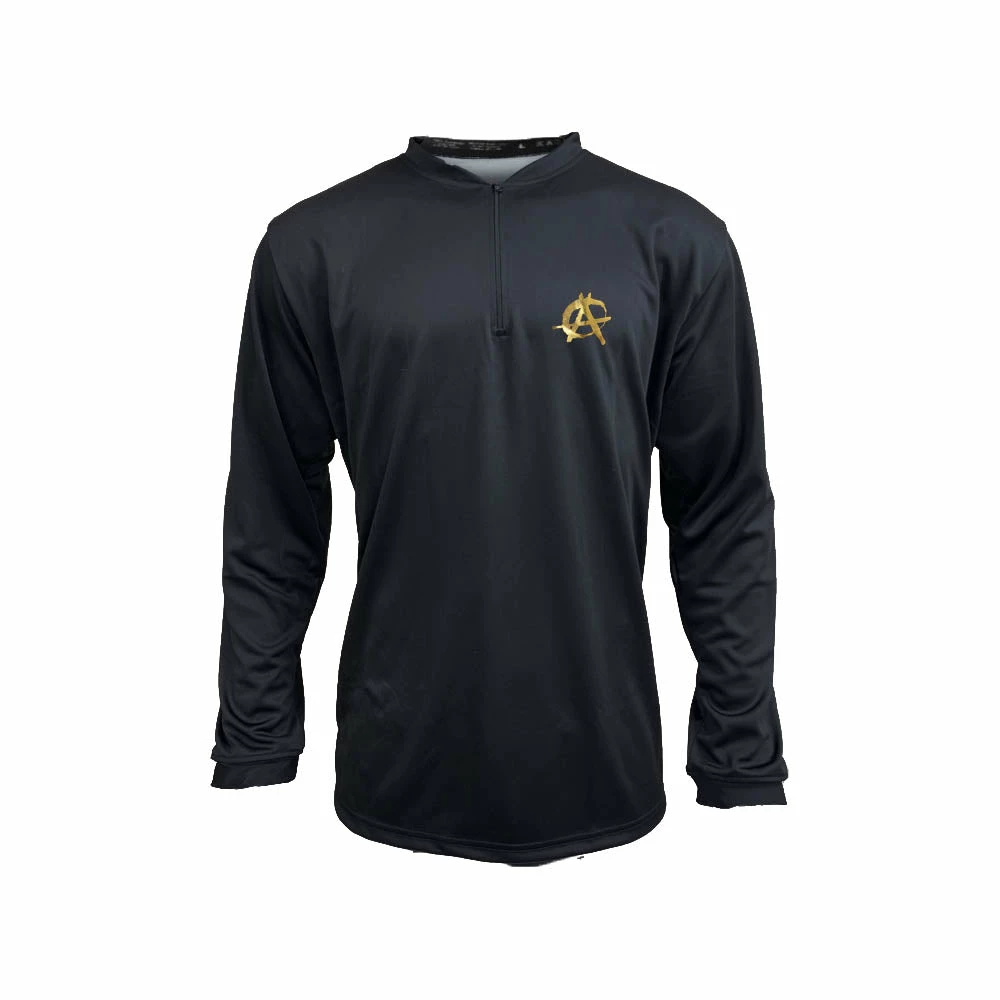Anarchy Bats Anarchy Gold Foil Logo Quarter Zip Pullover - Black/Black