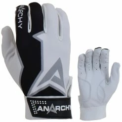 Anarchy Bats Anarchy Premium Batting Gloves- White/Black