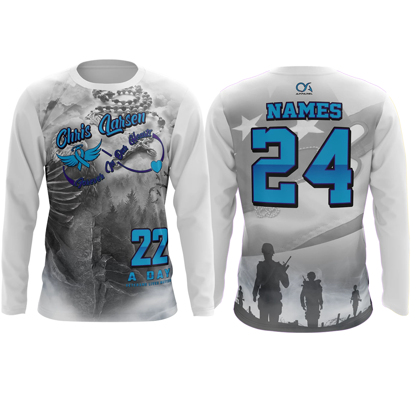 Anarchy Bats 22 A Day Veterans Lives Matter Chris Larsen Long Sleeve Shirt (Customized Buy-In)