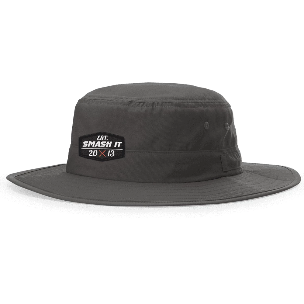 Anarchy Bats Smash It Sports Bucket Hat Charcoal With Black Patch