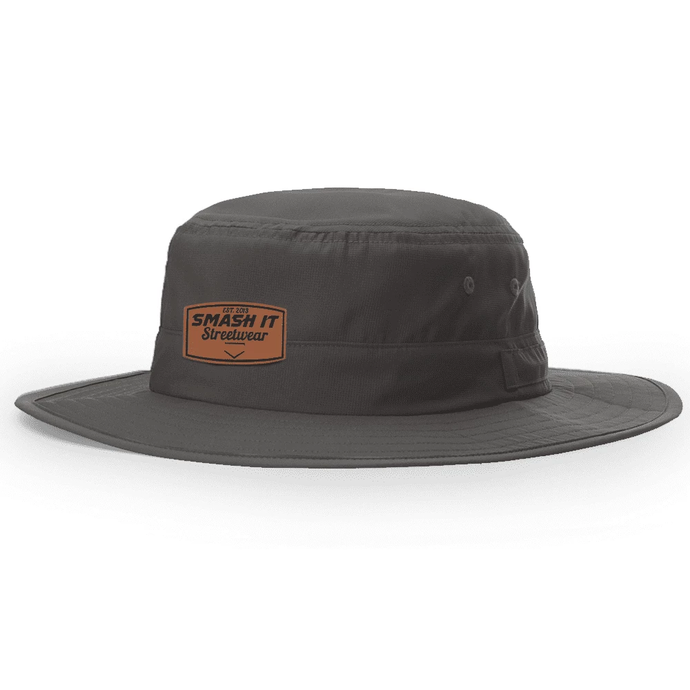 Anarchy Bats Smash It Sports Bucket Hat Charcoal With Leather Patch